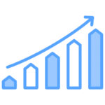un graphique bleu montrant une évolution